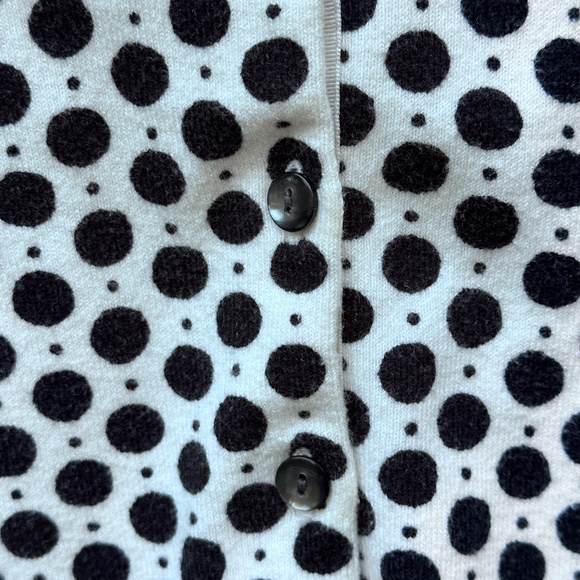Polka Dot Cardigan Sweater, white & black, 3/4 sleeves, size M - Picture 3 of 5